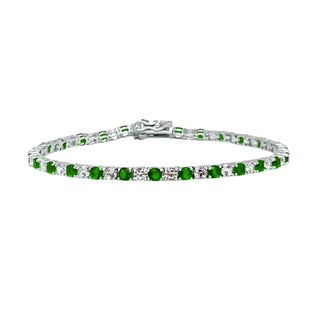 Bracciale Tennis Bianco/Verde in Argento 925%