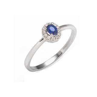 Anello Oro Bianco 18 kt Con Diamanti e Zaffiro Giorgio Visconti