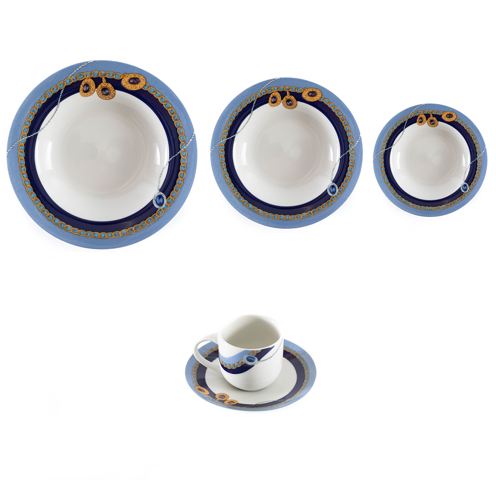 Servizio di Piatti+Caffè + Tè Per 12 Persone “Athena” Merito - Prestigio  Argenti e Ori