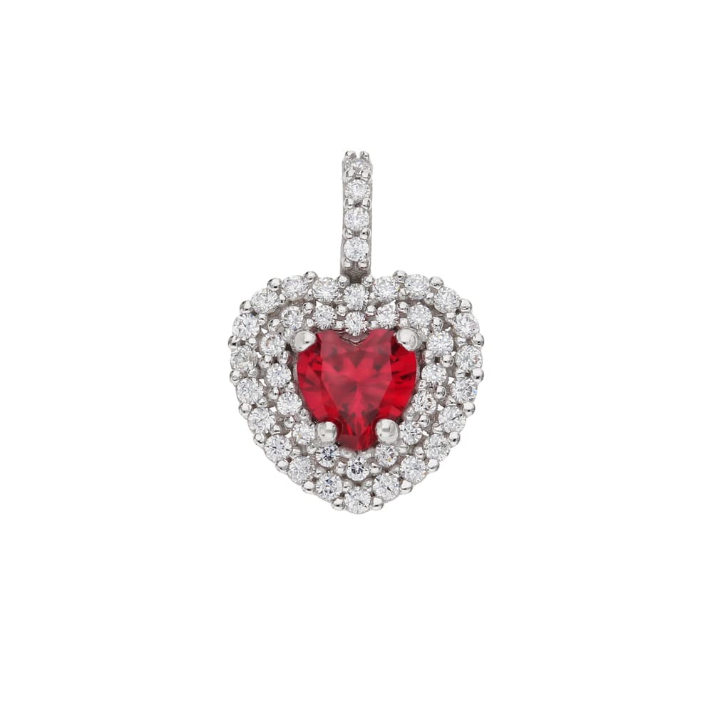 Collana cuore rosso centrale e zirconi - Silver – MartinaJewelry
